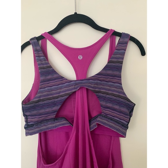 Lululemon fuchsia tank with built-in sports bra - Picture 4 of 4